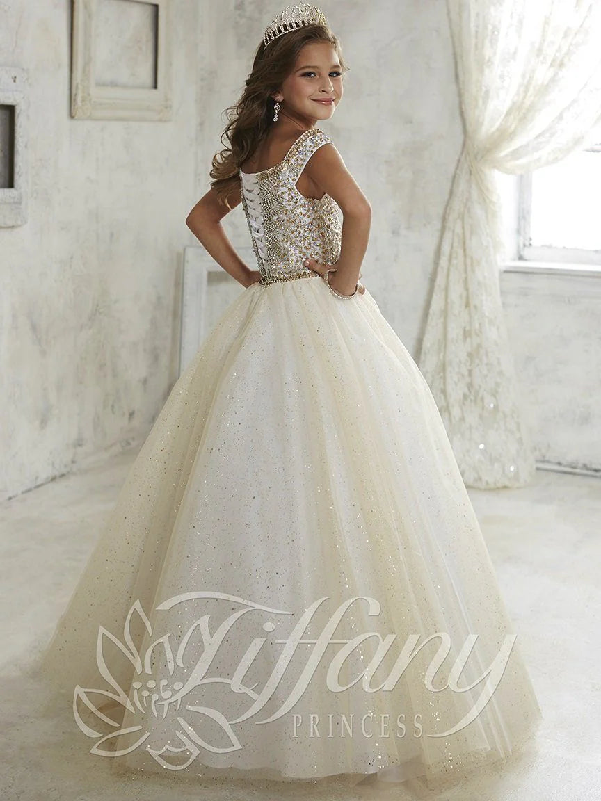 Girls Off Shoulder Tulle Dress by Tiffany Princess 13457