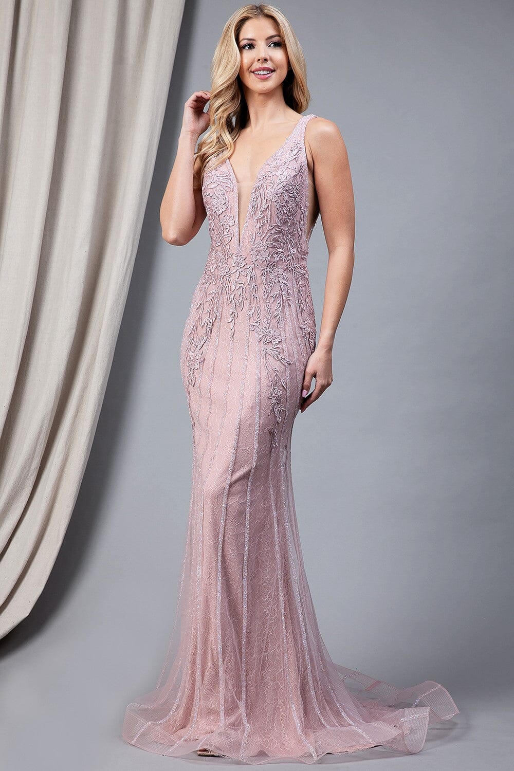 Fitted Embroidered Lace Gown by Amelia Couture 2103