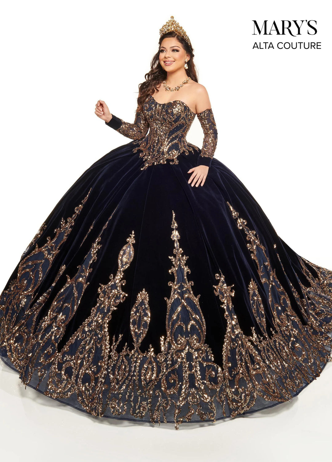 Strapless Velvet Quinceanera Dress by Alta Couture MQ3051