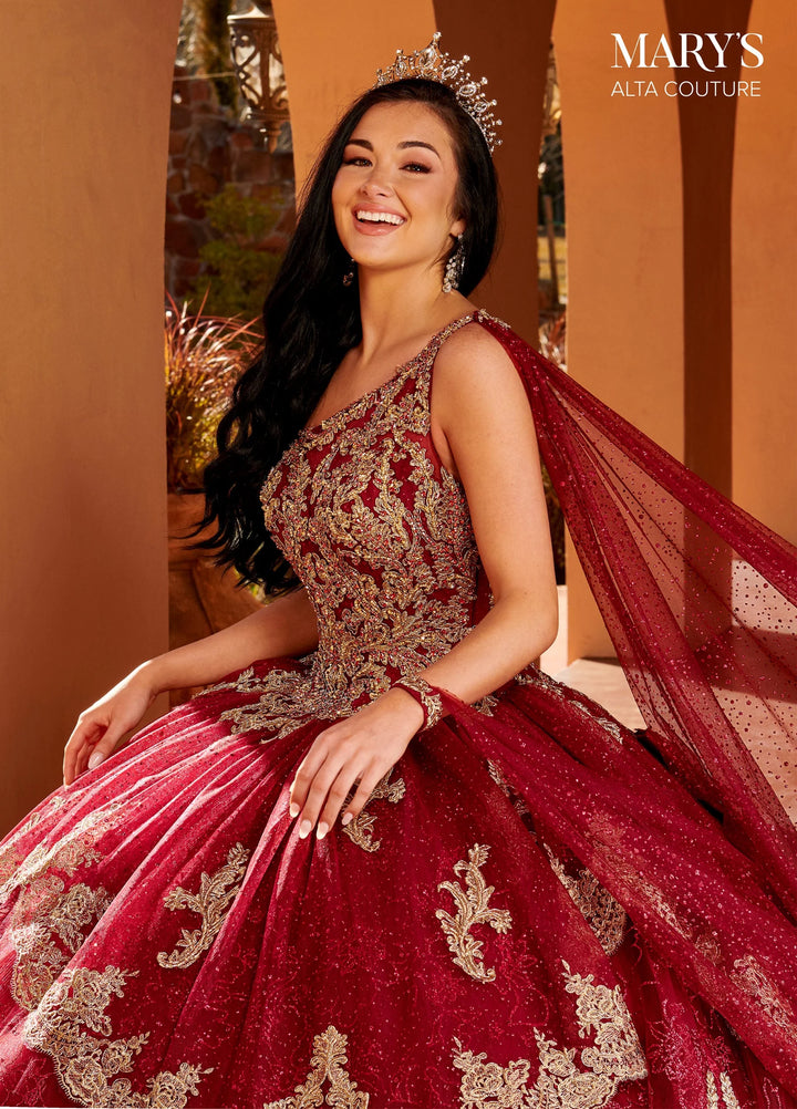 Glitter Cape Quinceanera Dress by Alta Couture MQ3097