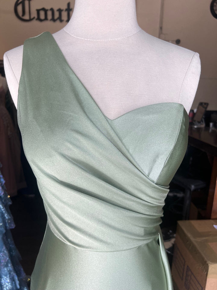 Fitted One Shoulder Lycra Gown by Amelia Couture 387 - Outlet