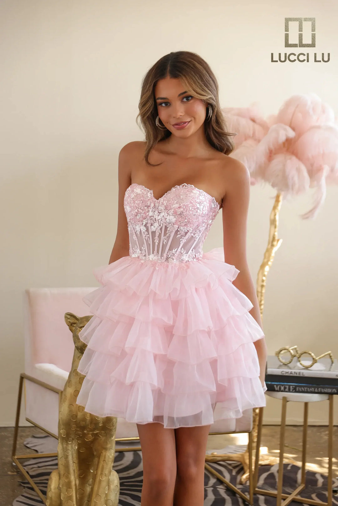 Short Strapless A-line Ruffled Dress by Lucci Lu 4241