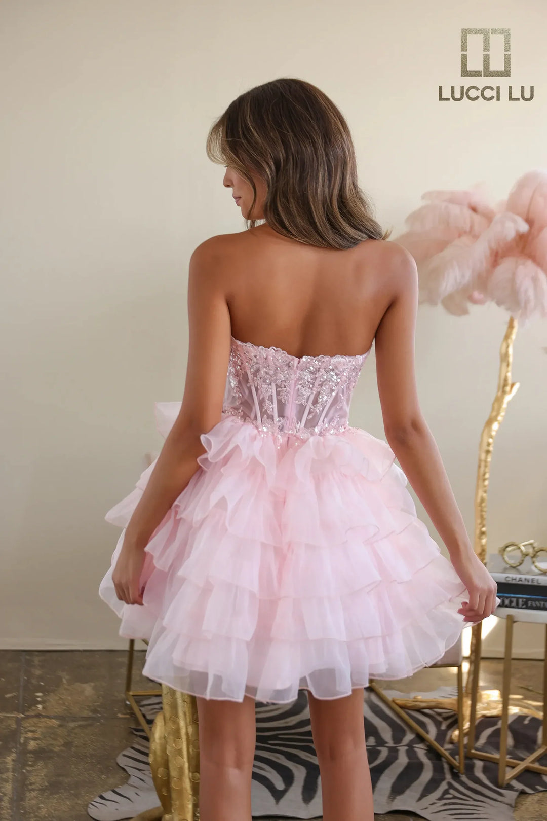 Short Strapless A-line Ruffled Dress by Lucci Lu 4241