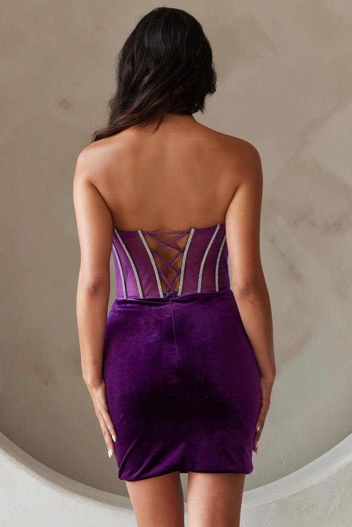 Velvet Short Strapless Corset Dress by Amelia Couture 5056S
