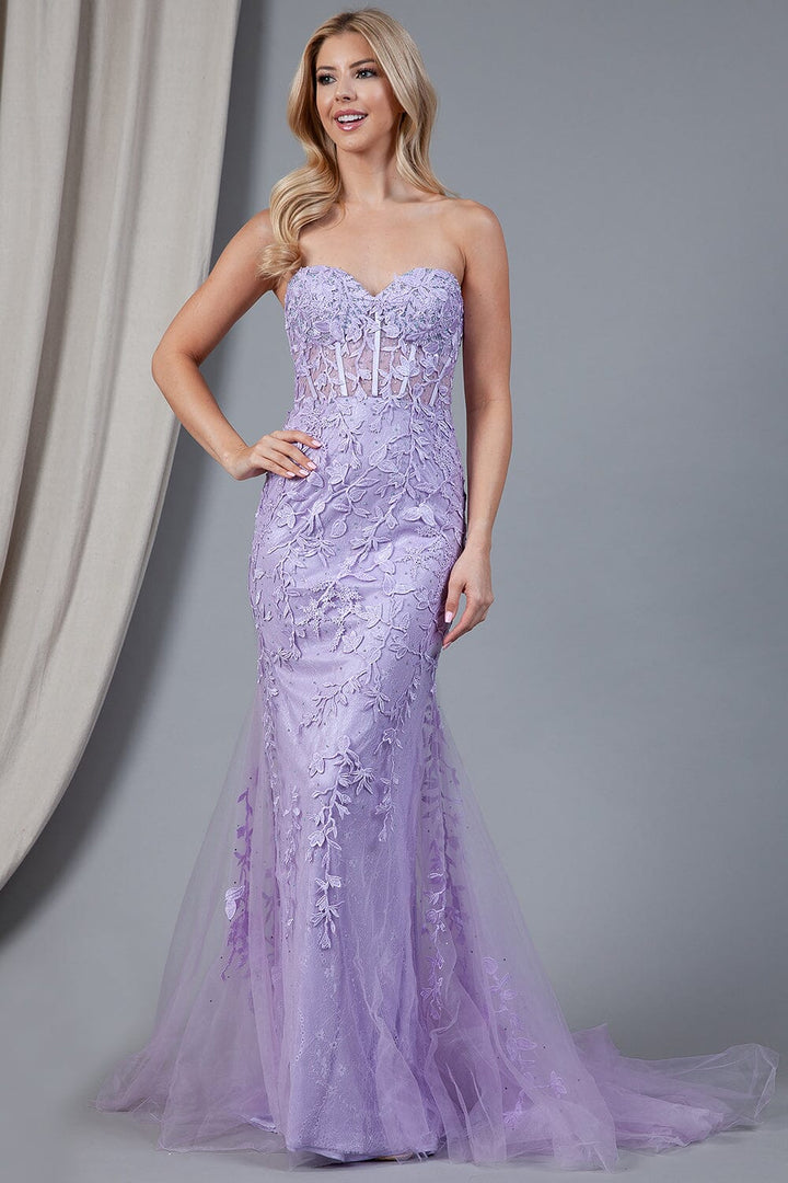 Embroidered Strapless Mermaid Dress by Amelia Couture 7024