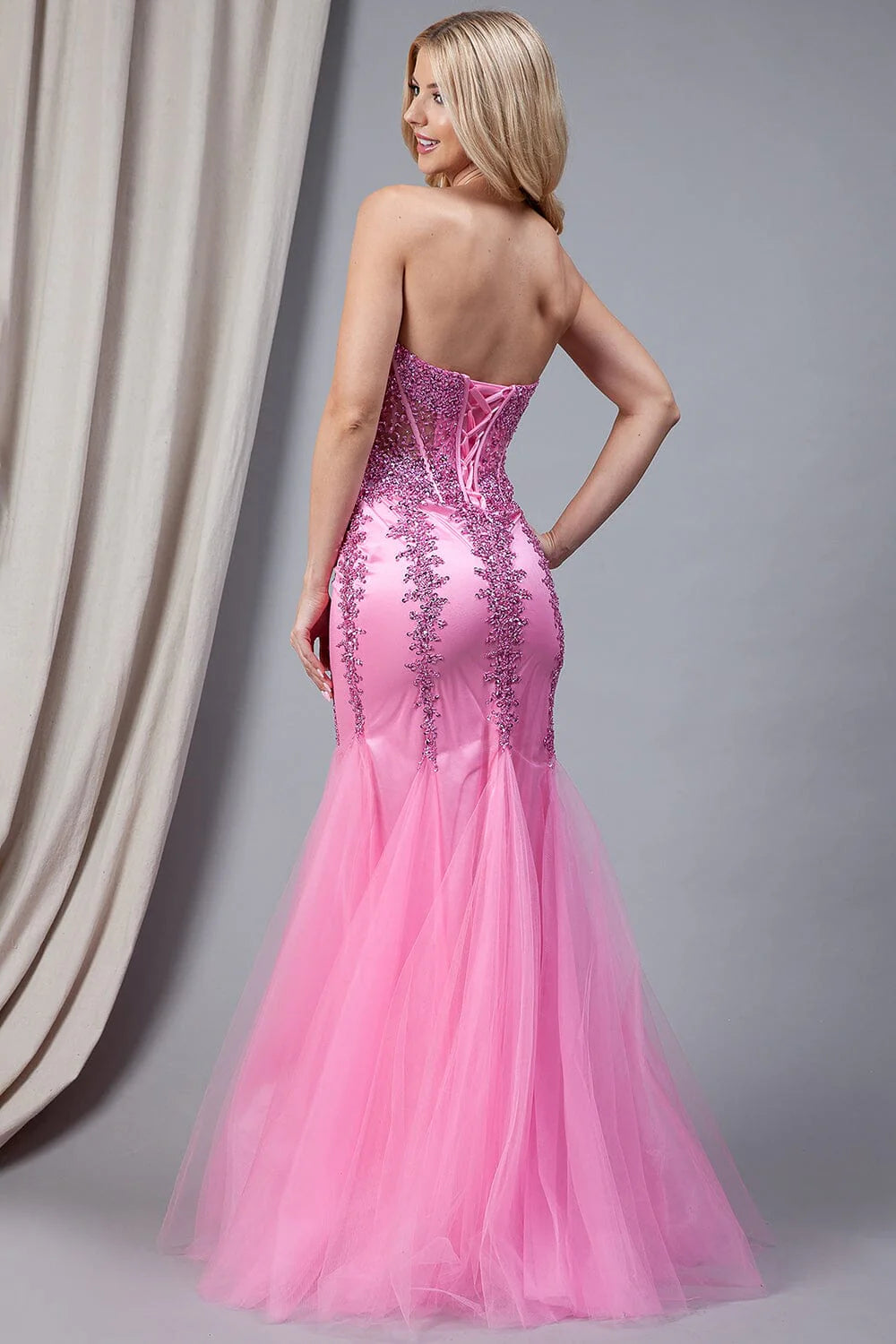 Beaded Strapless Mermaid Dress by Amelia Couture 774