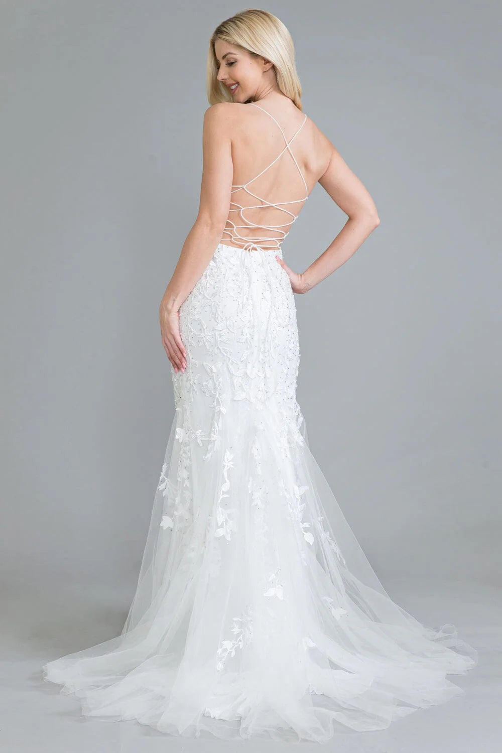 Fitted Embroidered Sleeveless Gown by Amelia Couture 799