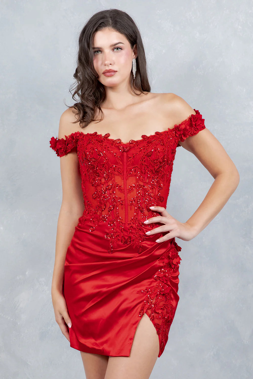 Short Off Shoulder Dress by Cinderella Couture 8181JS