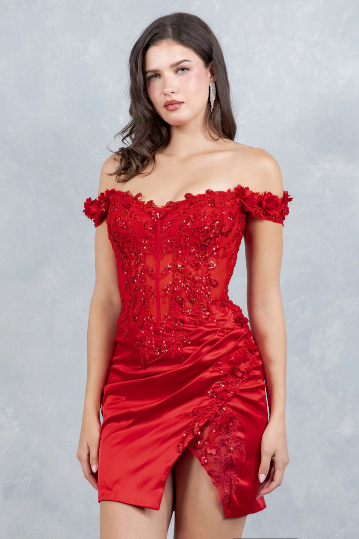 Short Off Shoulder Dress by Cinderella Couture 8181JS