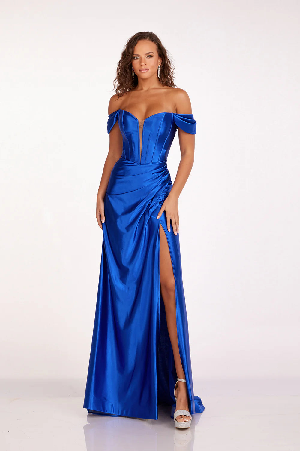 Beaded Sleeveless Cowl Gown by Abby Paris 90174