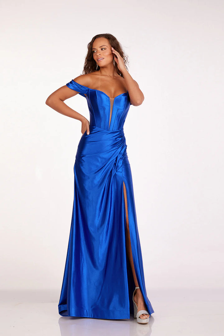 Beaded Sleeveless Cowl Gown by Abby Paris 90174