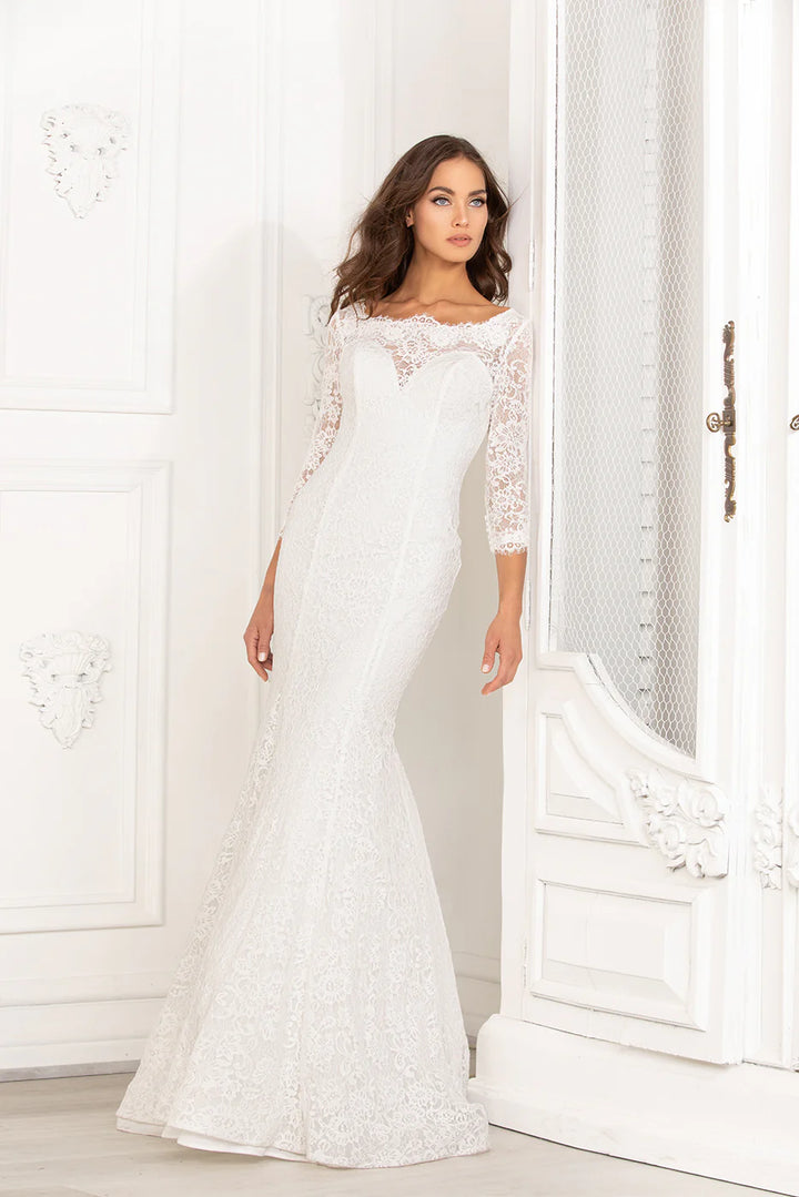 Long Sleeve Lace Bridal Gown by Abby Lane 97101