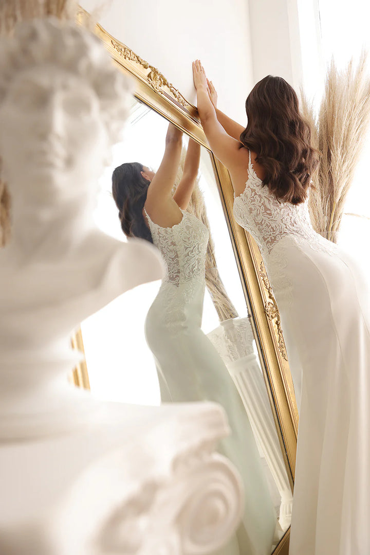 Fitted Georgette Lace Bridal Gown by Abby Lane 97180