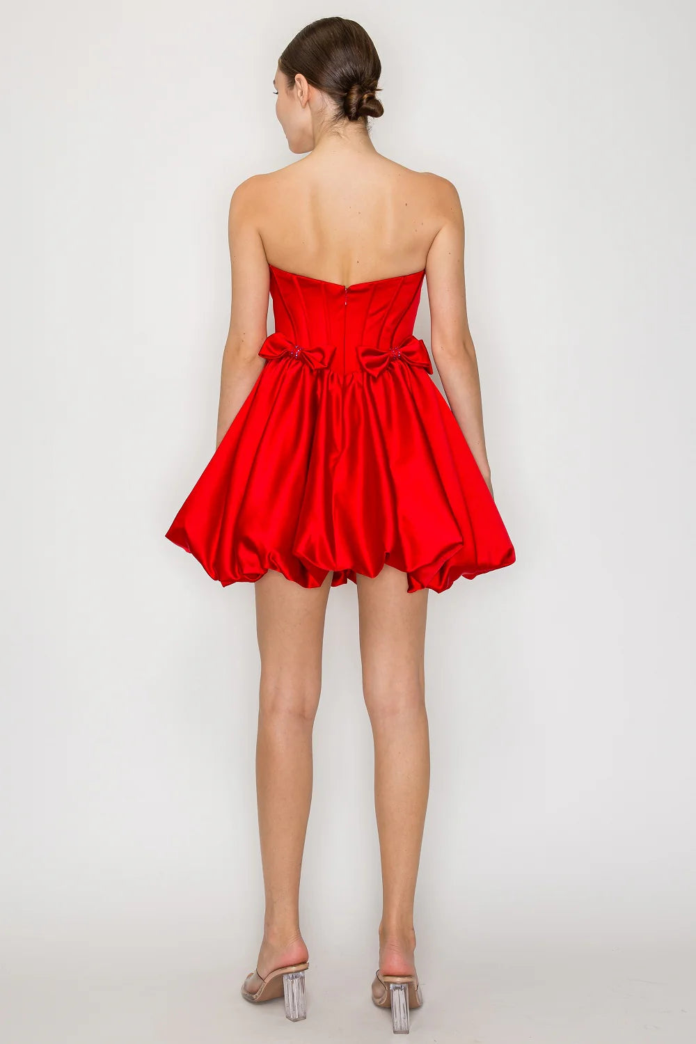 Short Strapless Bow Bubble Dress by Poly USA 9950