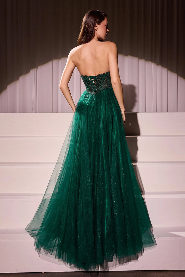 Beaded Strapless Tulle Ball Gown by Ladivine CC415 - Outlet