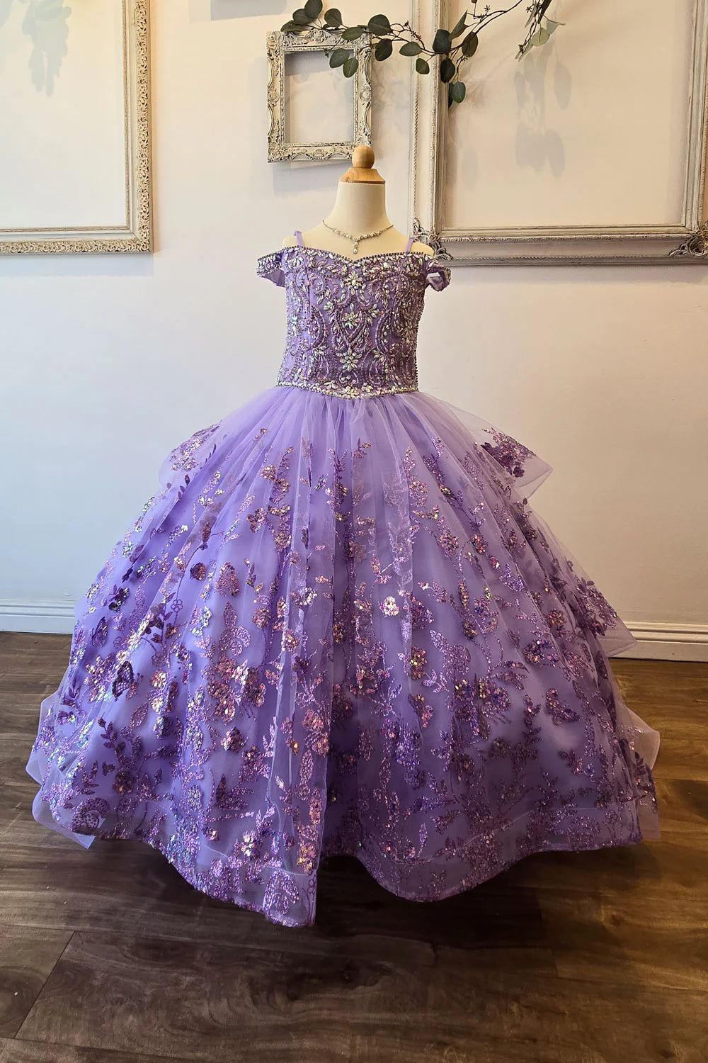 Girls Cold Shoulder Ball Gown by Petite Adele PK1041