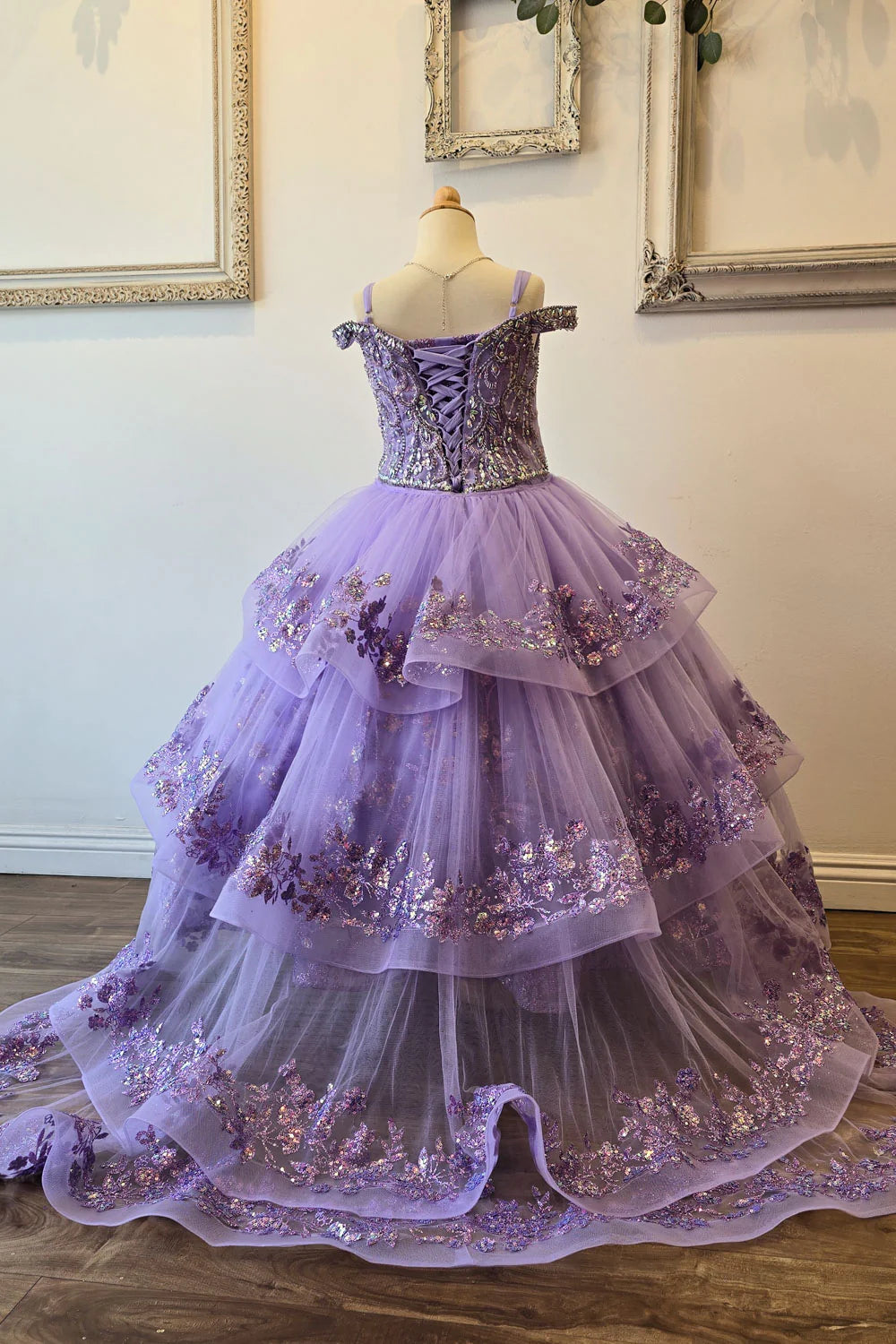 Girls Cold Shoulder Ball Gown by Petite Adele PK1041