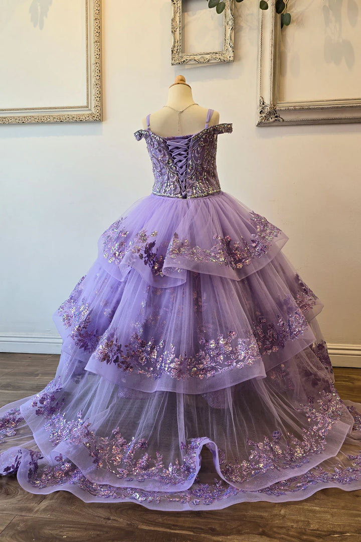 Girls Cold Shoulder Ball Gown by Petite Adele PK1041