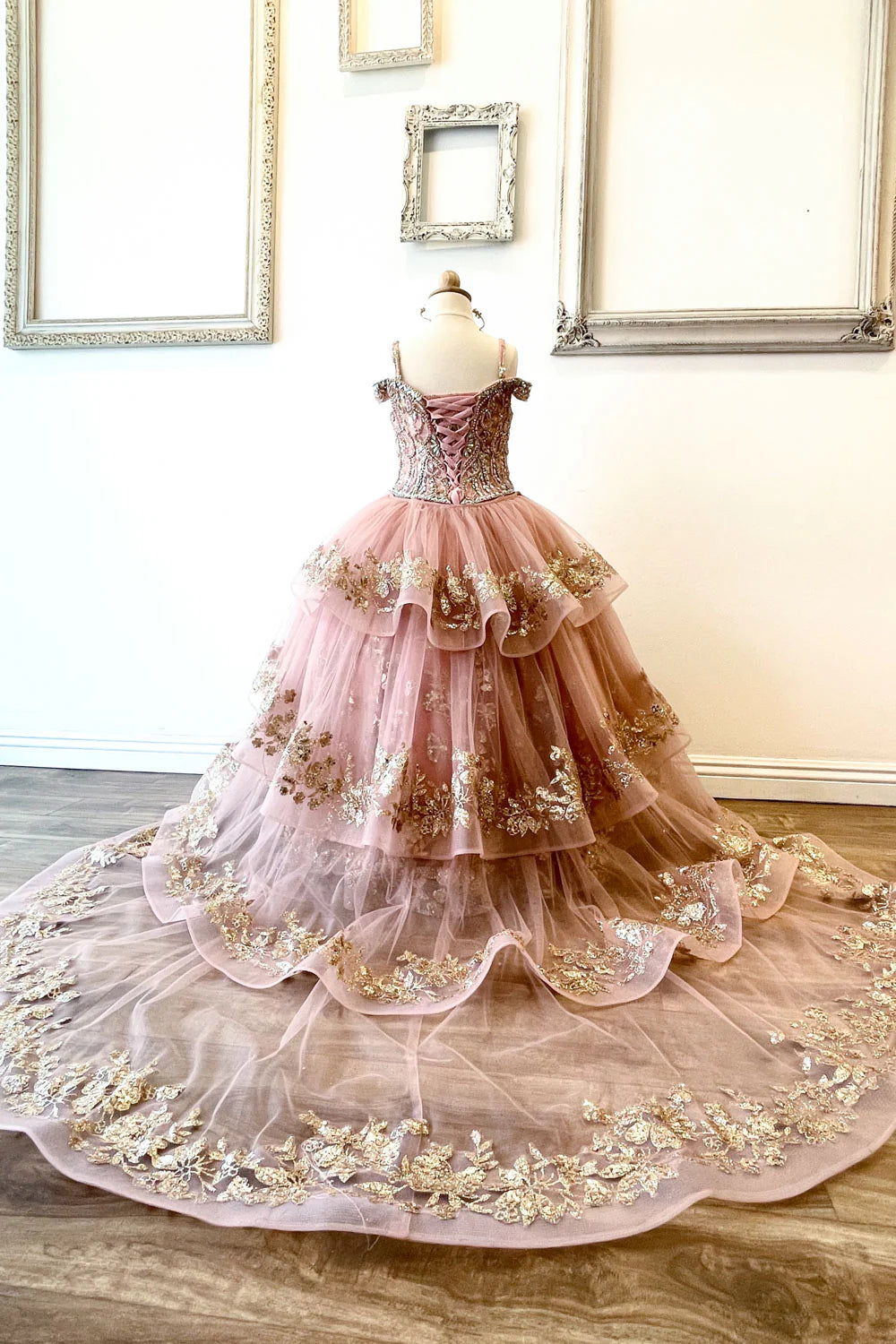Girls Cold Shoulder Ball Gown by Petite Adele PK1041