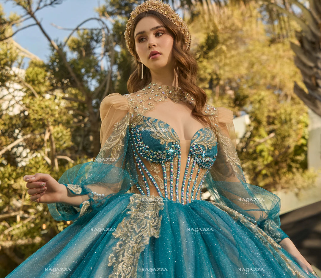 Long Sleeve Quinceanera Dress by Ragazza R08-008