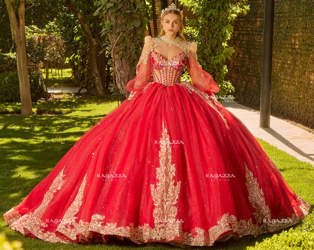 Long Sleeve Quinceanera Dress by Ragazza R08-008