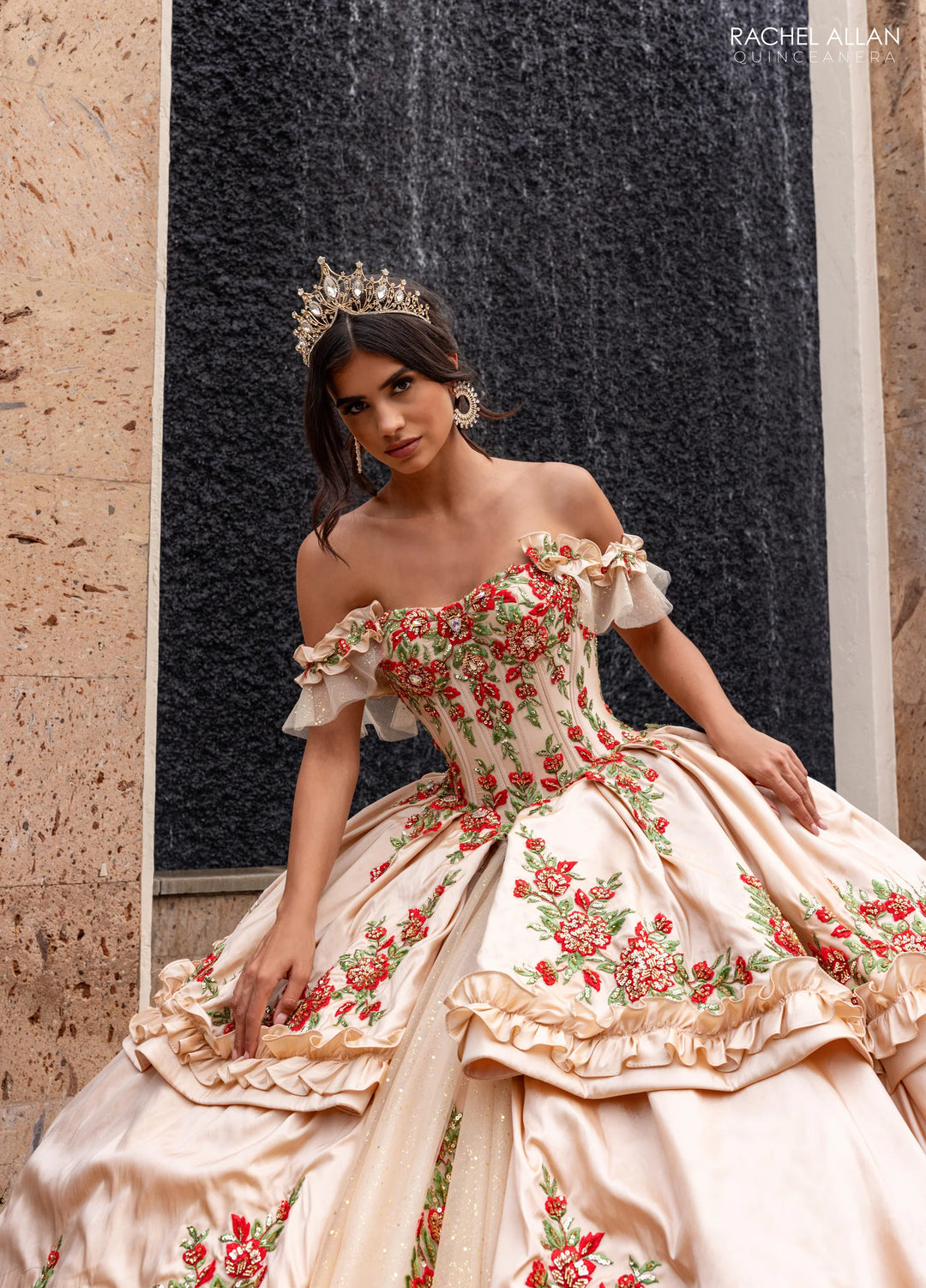 Floral Charro Quinceanera Dress by Rachel Allan RQ5015