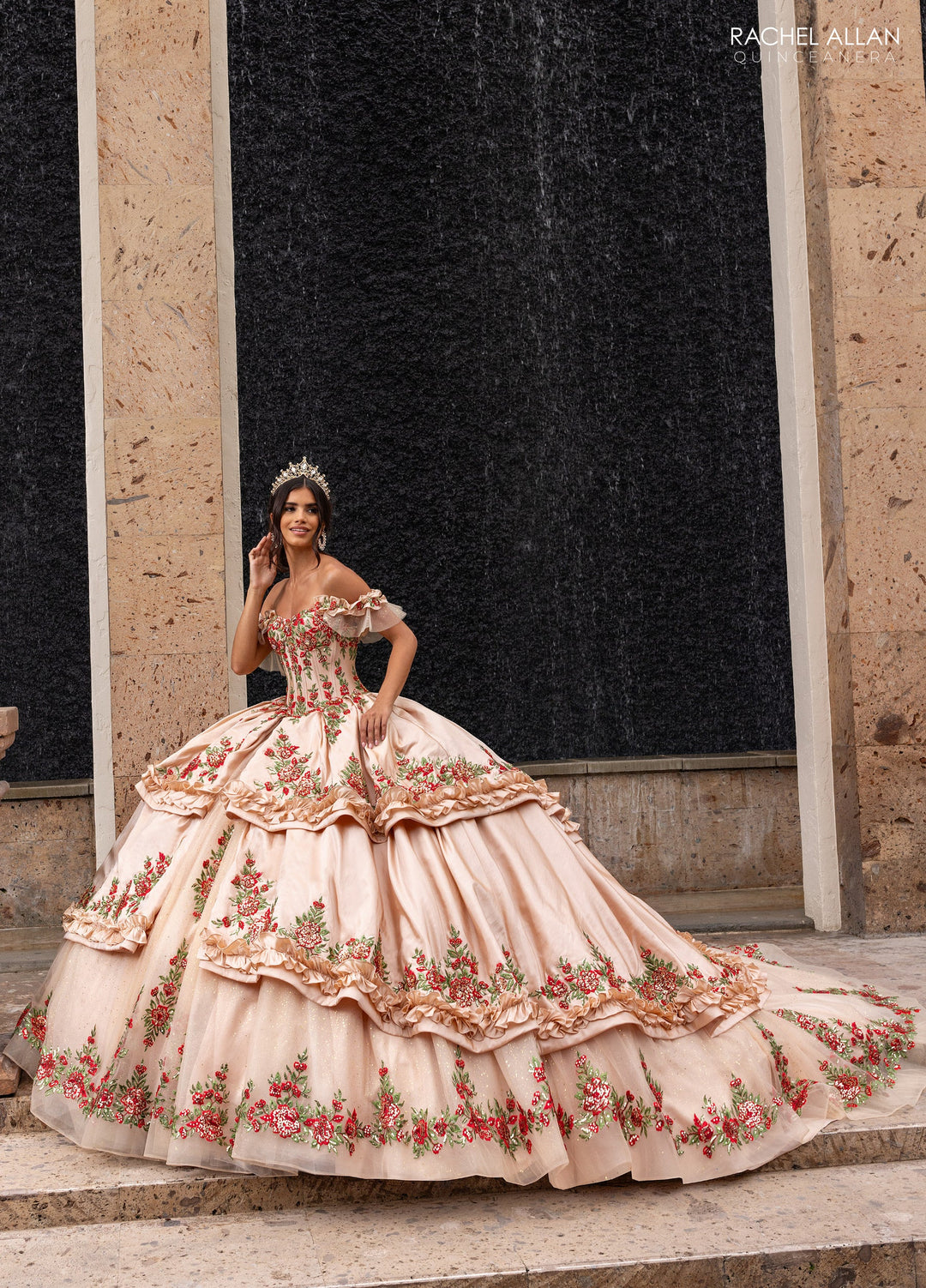 Floral Charro Quinceanera Dress by Rachel Allan RQ5015