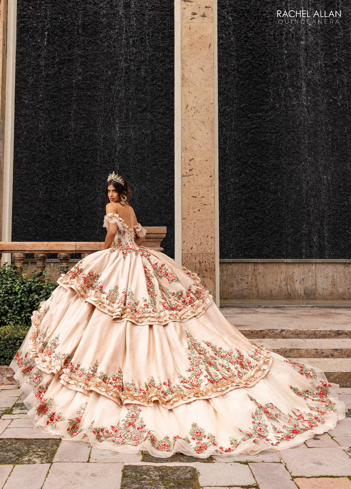 Floral Charro Quinceanera Dress by Rachel Allan RQ5015