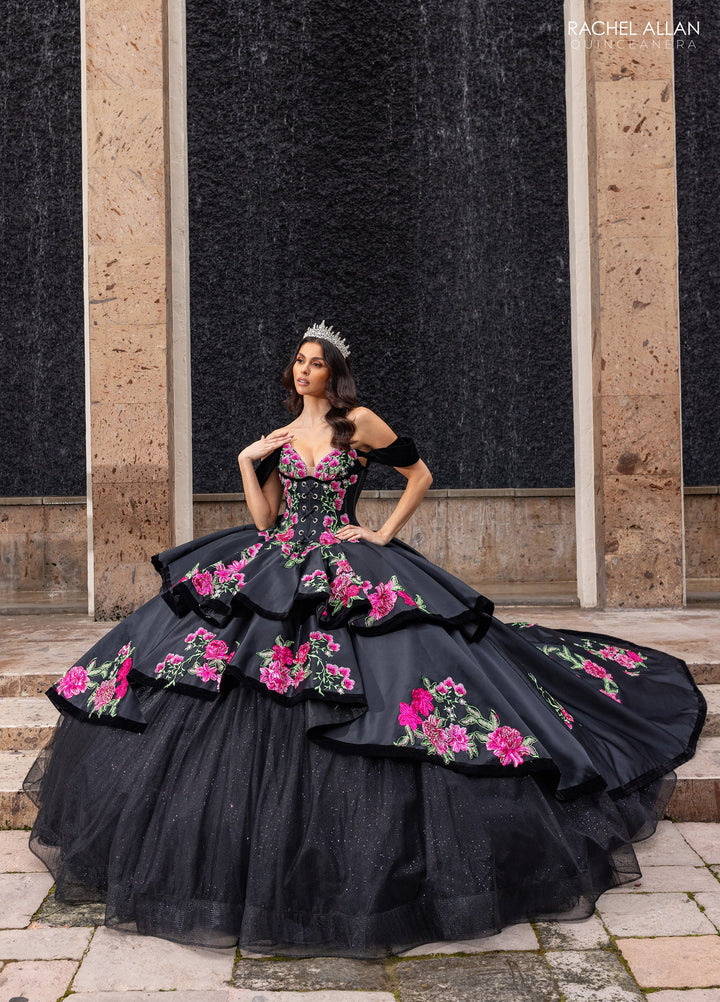 Floral Charro Quinceanera Dress by Rachel Allan RQ5016