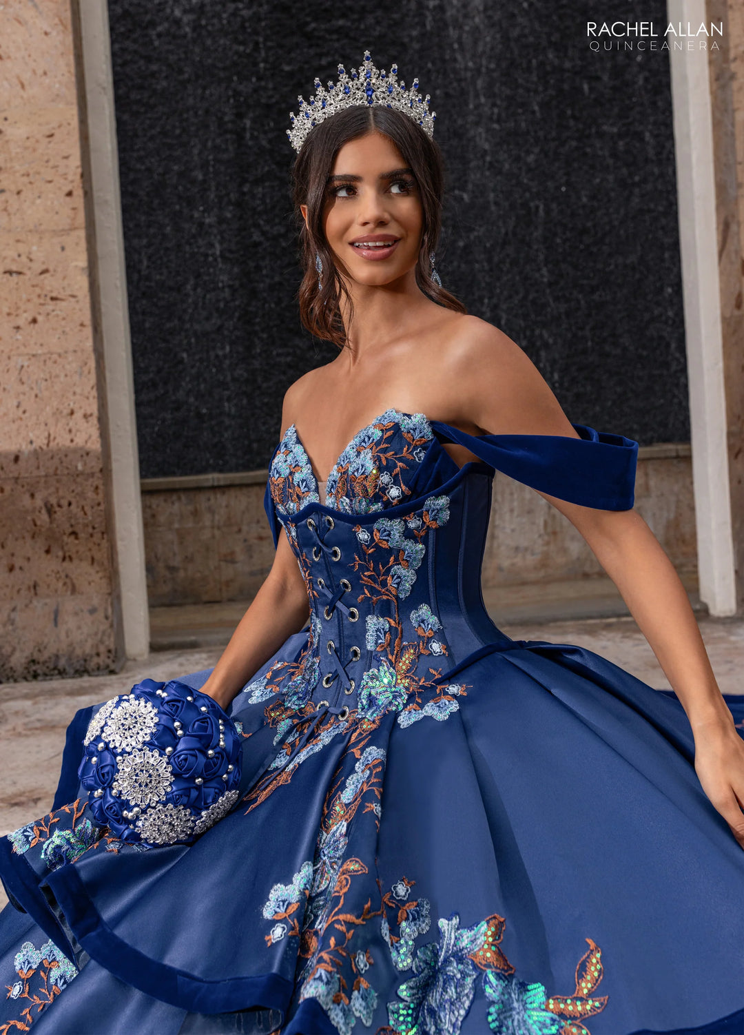 Floral Charro Quinceanera Dress by Rachel Allan RQ5016