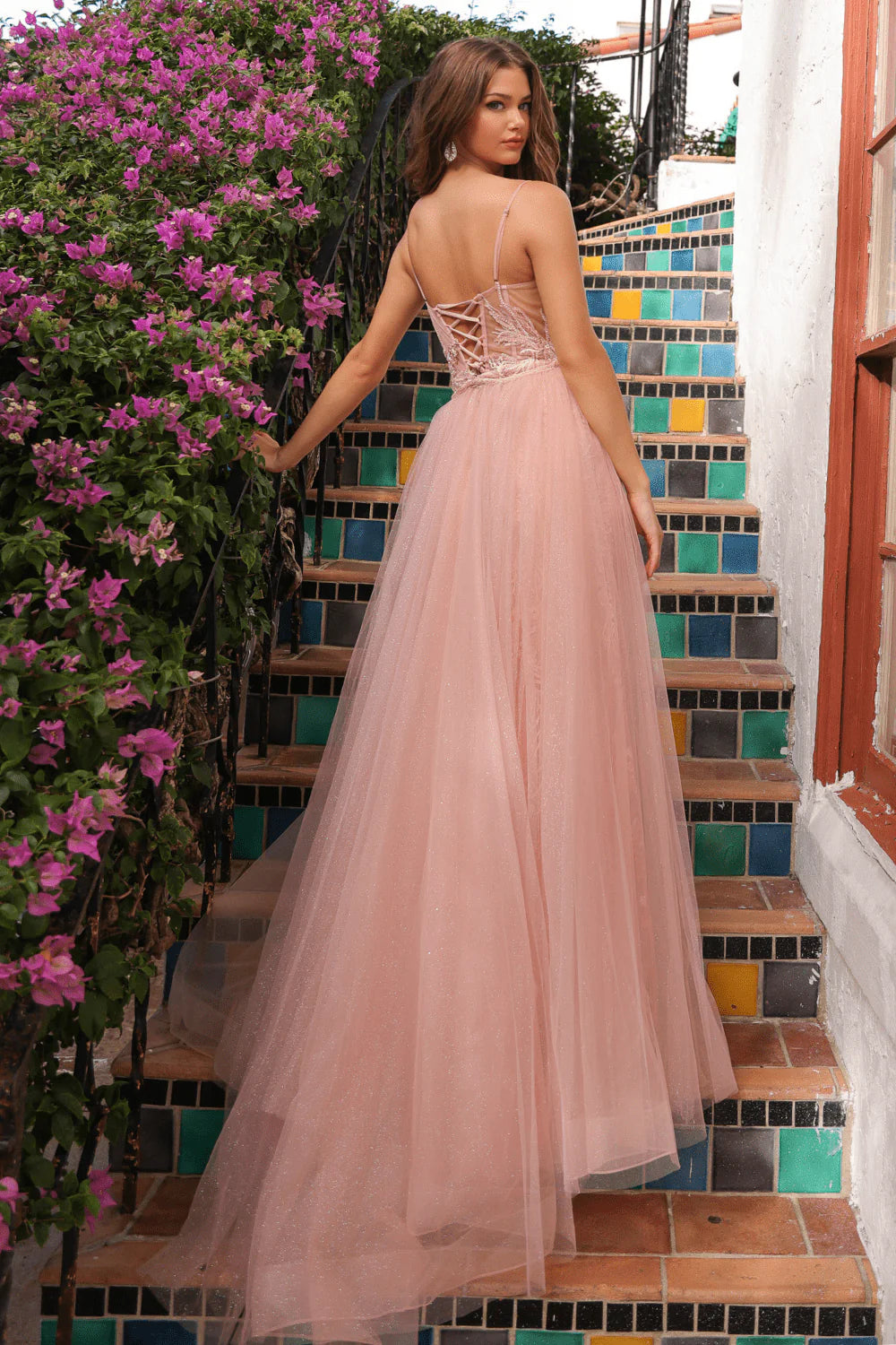 Off Shoulder Corset Layered Gown by Amelia Couture TM1012