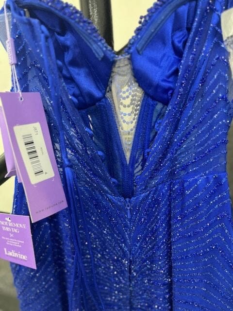 Beaded Strapless Corset Mermaid Dress by Ladivine J871