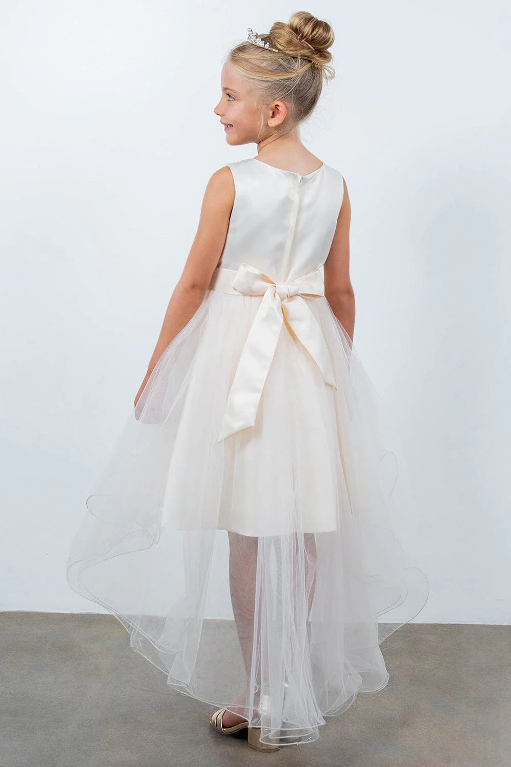 Girls Beaded High Low Tulle Dress by Cinderella Couture 9086