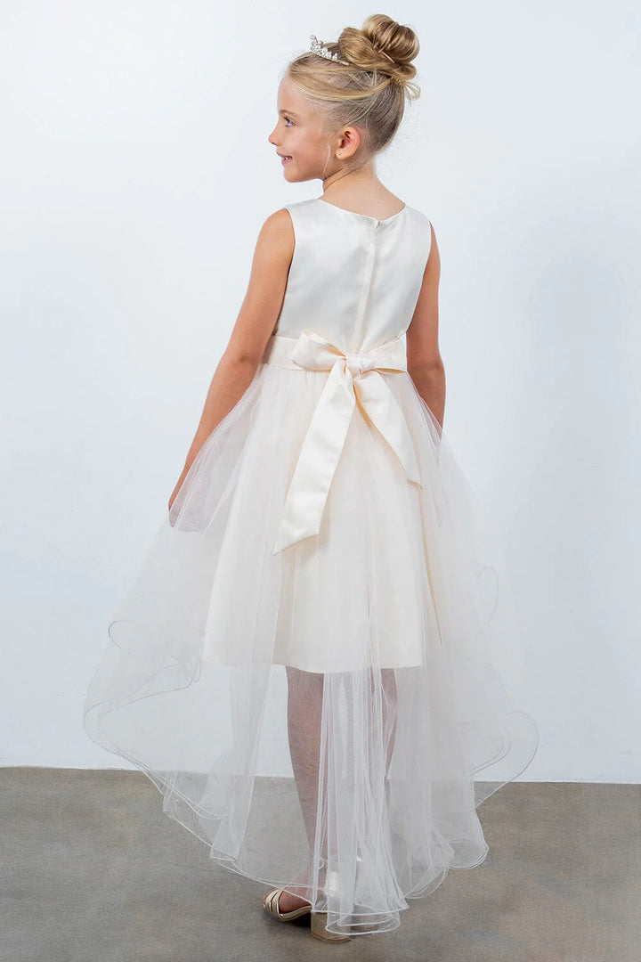 Girls Beaded High Low Tulle Dress by Cinderella Couture 9086