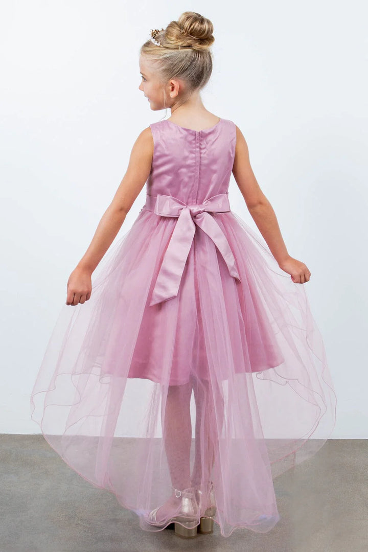 Girls Beaded High Low Tulle Dress by Cinderella Couture 9086